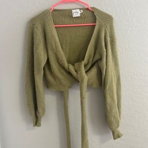 Princess Polly green wrap crop sweater